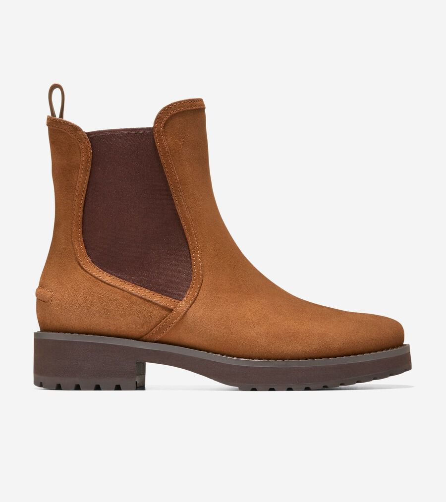 Cole Hann ダークブラウン レザー ジッパー付き ショートブーツ COLE HAAN コール ハーン - レディース ショートブーツ -靴