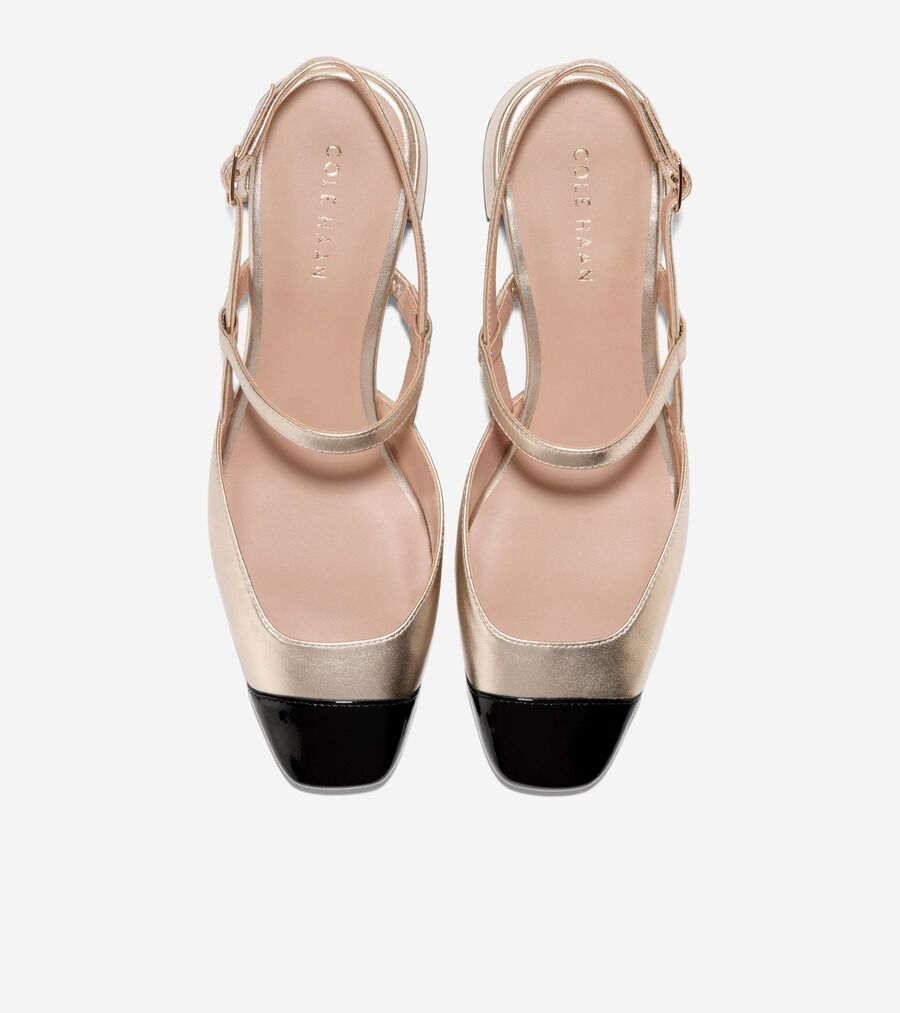 COLE HAAN ペラ ブロック ヒール スリングバック(ゴールド) ペラ ブロックヒール スリング 35mm womens. 26000 | COLE_HAAN