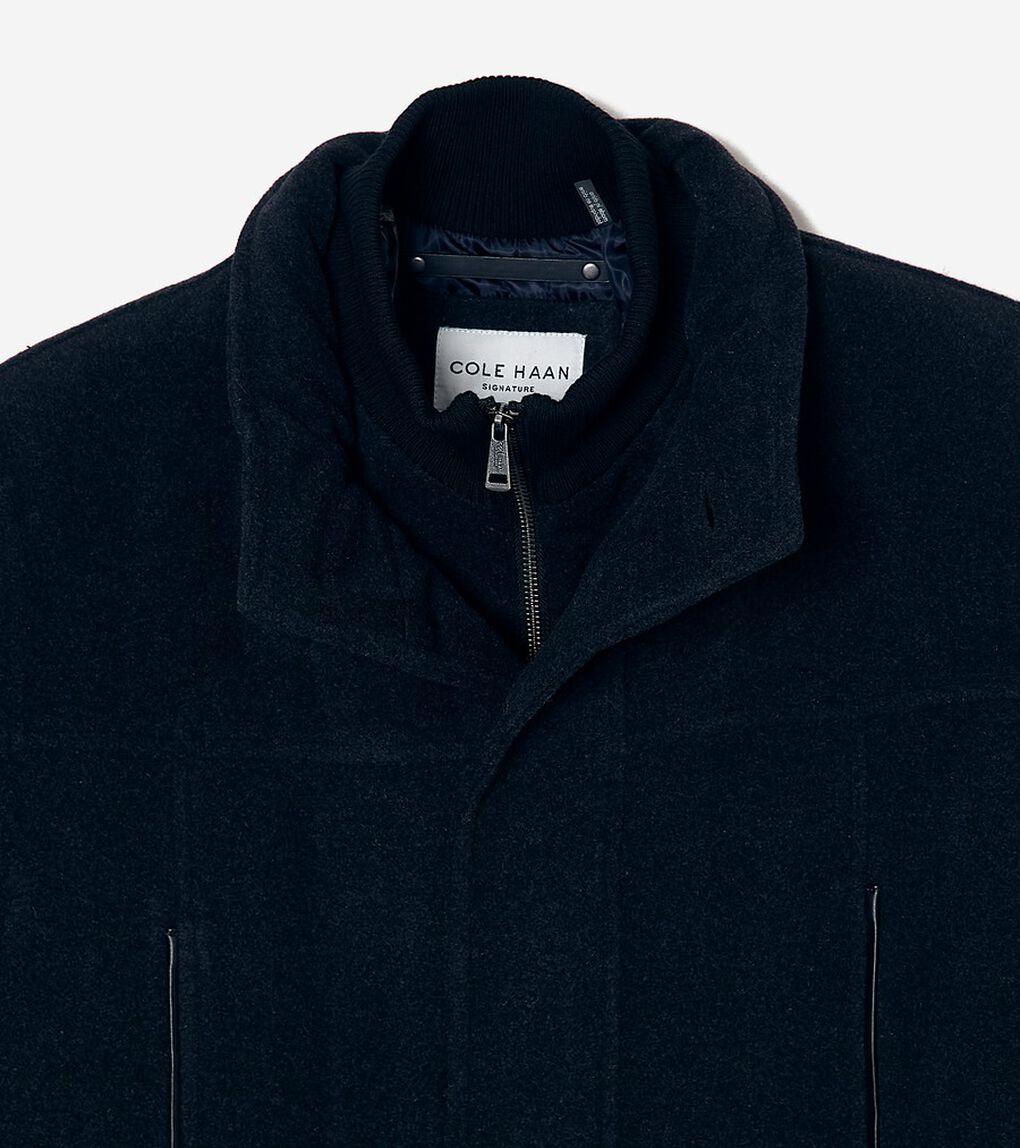 カー コート ウィズ フェイク レザー ディテールズ mens