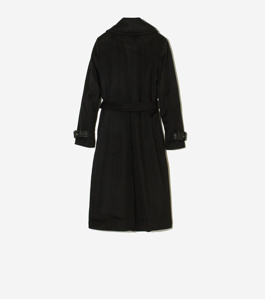 ウール ラップ コート レザートリム付き womens. 0.0 | COLE_HAAN