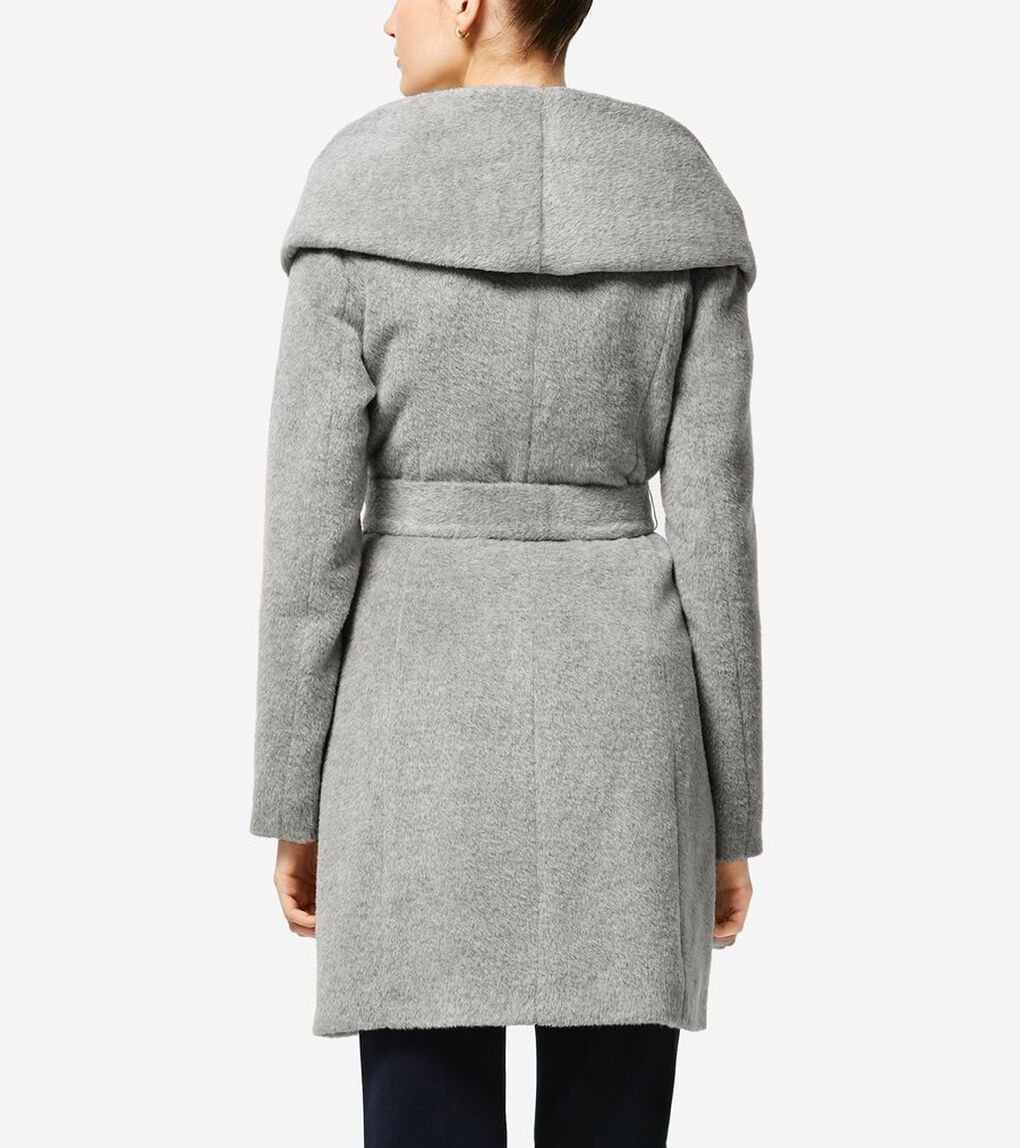 アルパカ アシンメトリー ウール コート womens.