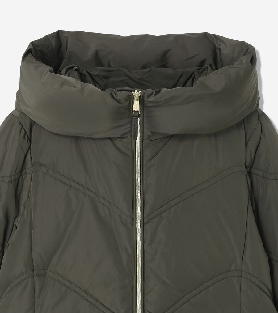 タフタ ダウン ジャケット ウィズ イグザジャレイティド フード womens