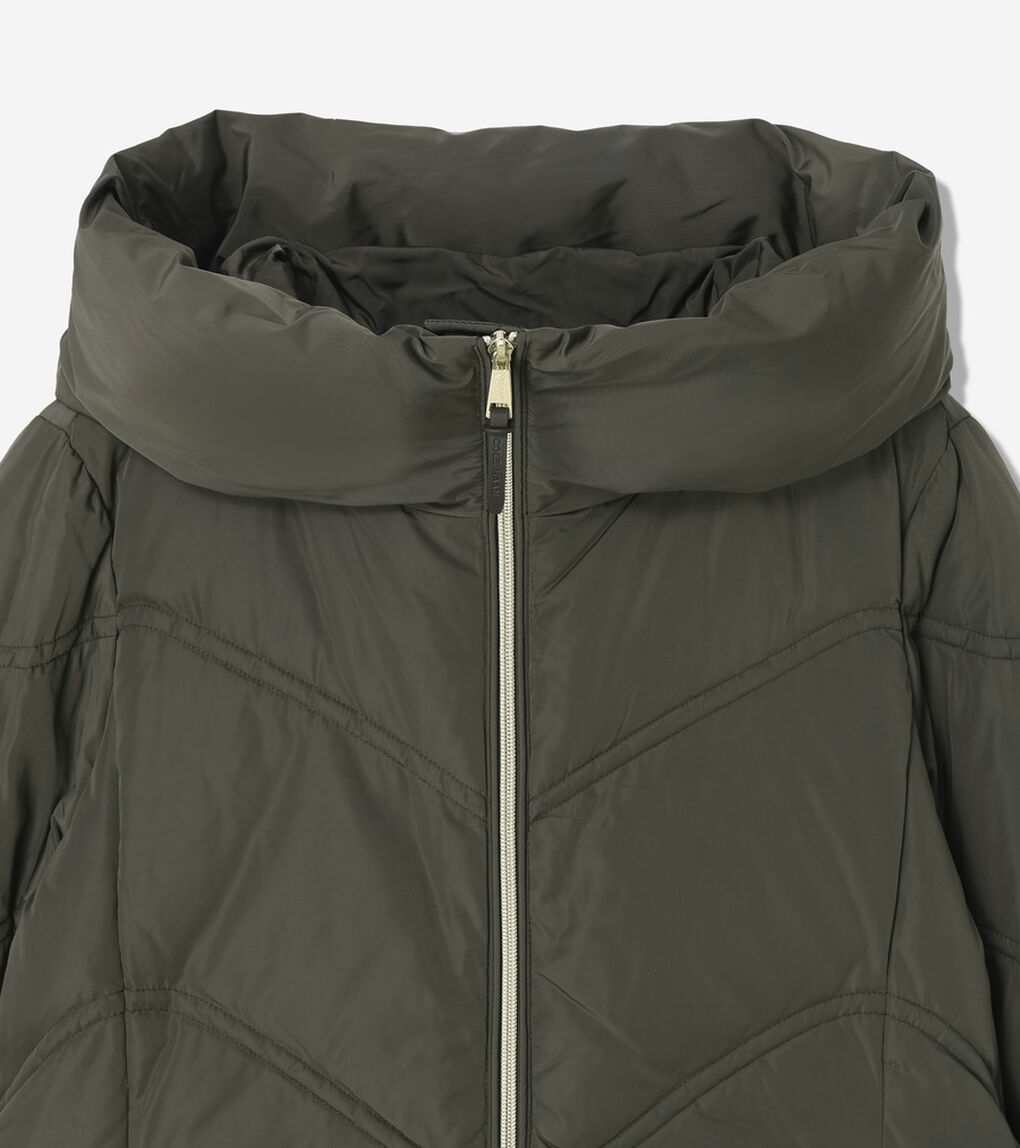タフタ ダウン ジャケット ウィズ イグザジャレイティド フード womens