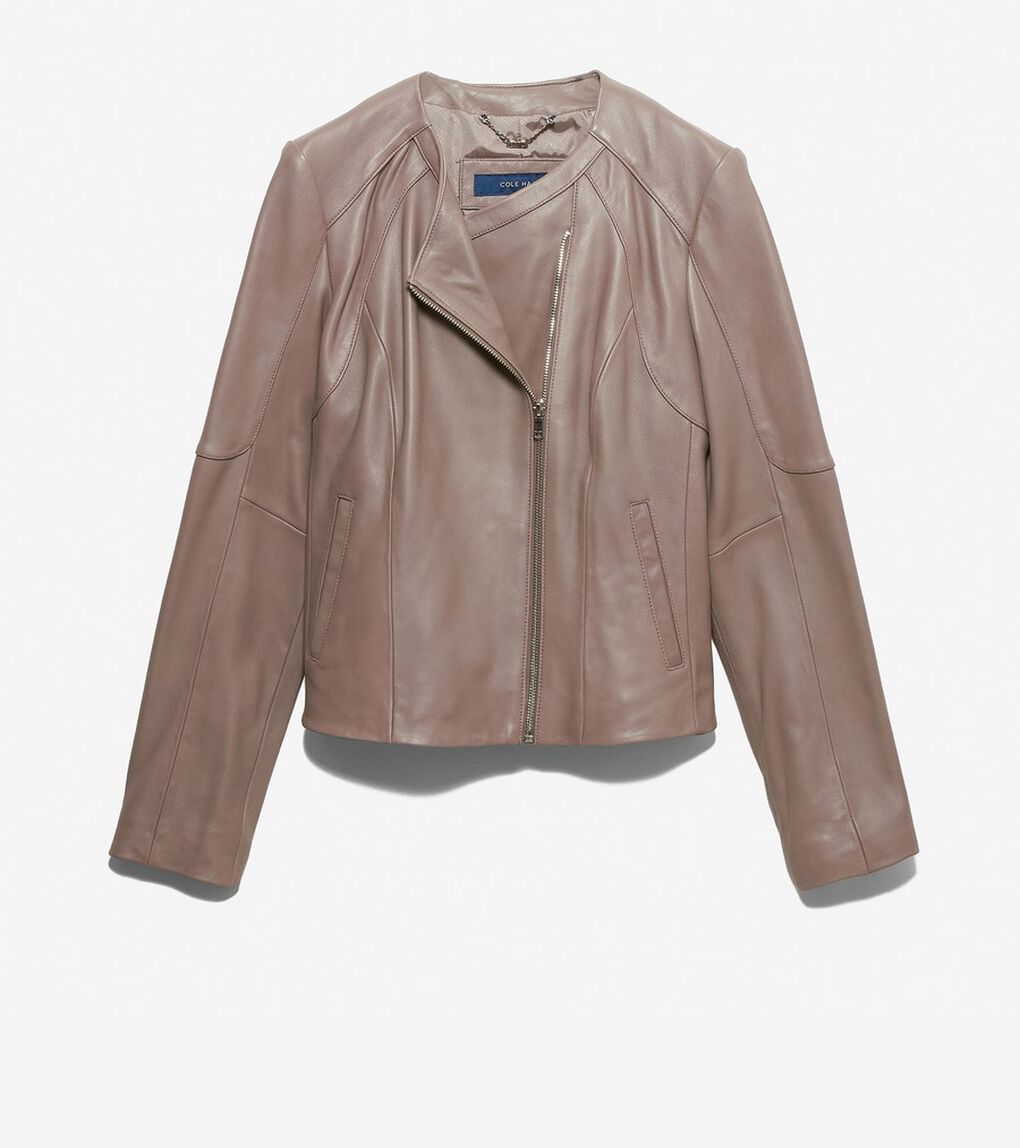 ジップ フロント レザー ジャケット womens.