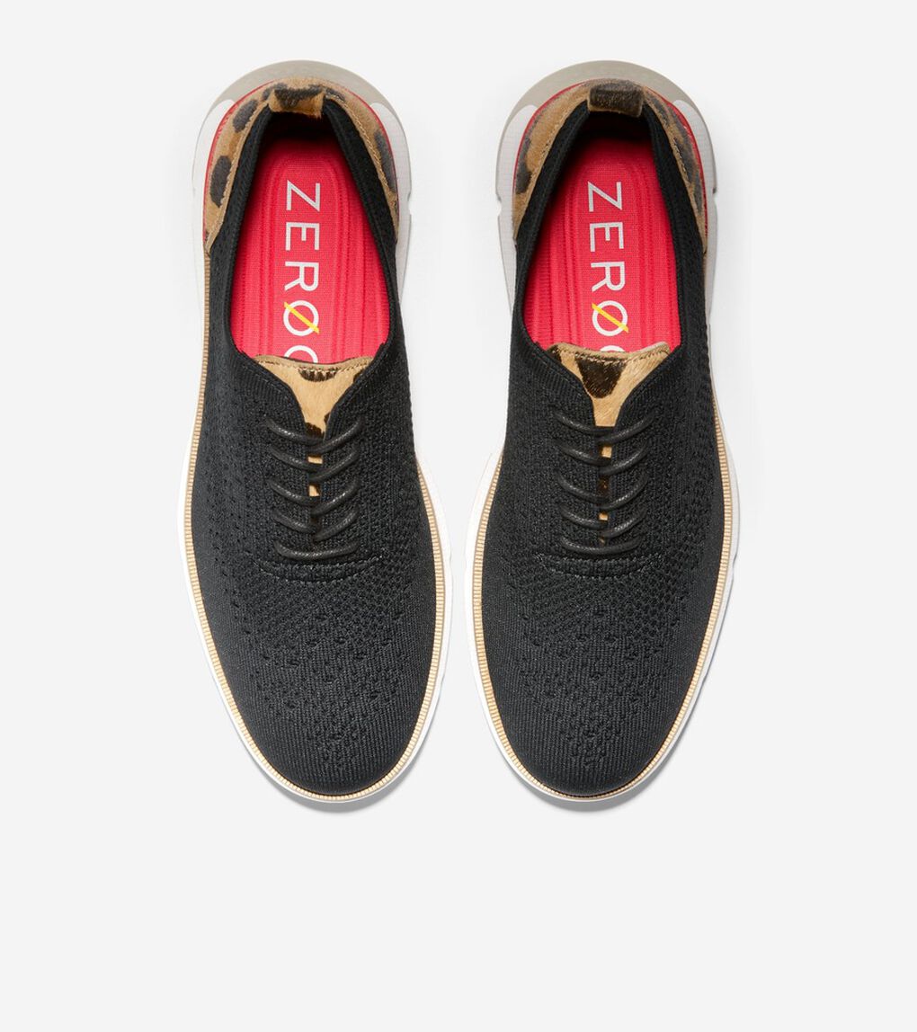コールハーン Colehaan 4. ゼログランド スティッチライト オックスフォード womens W21344 ブラック ニット   ジャガー プリント