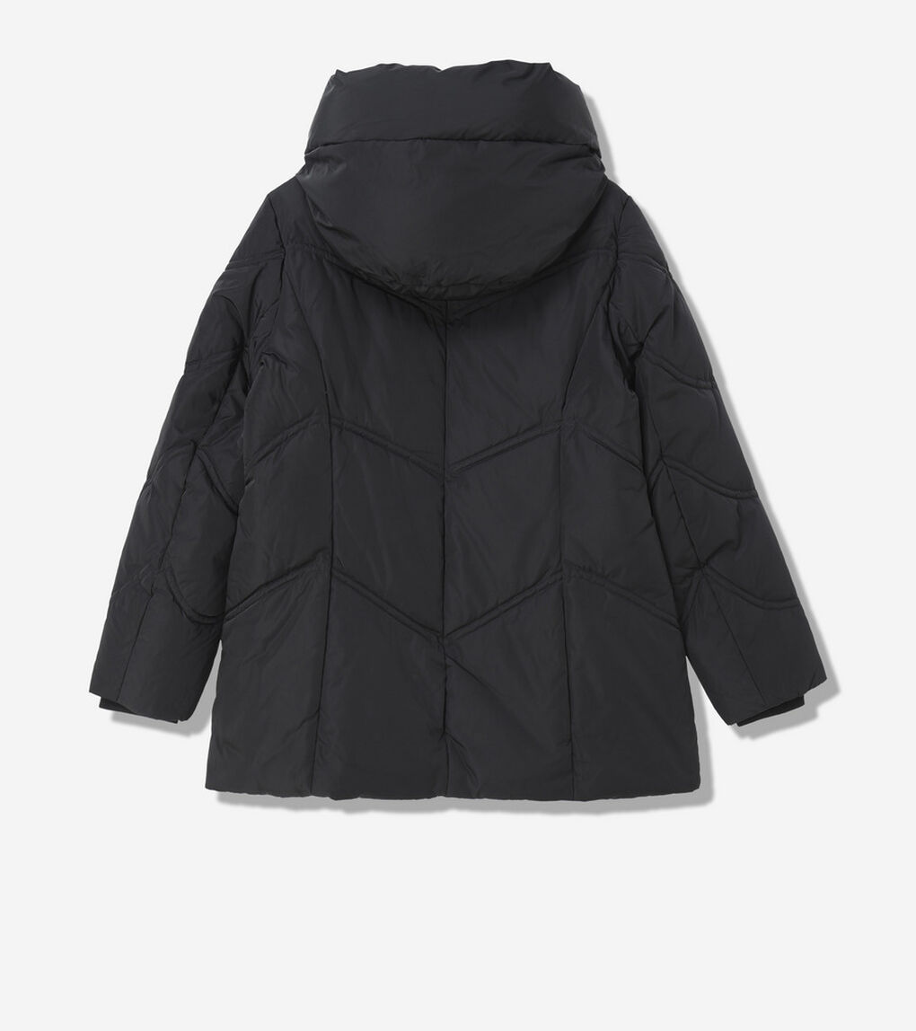 タフタ ダウン ジャケット ウィズ イグザジャレイティド フード womens