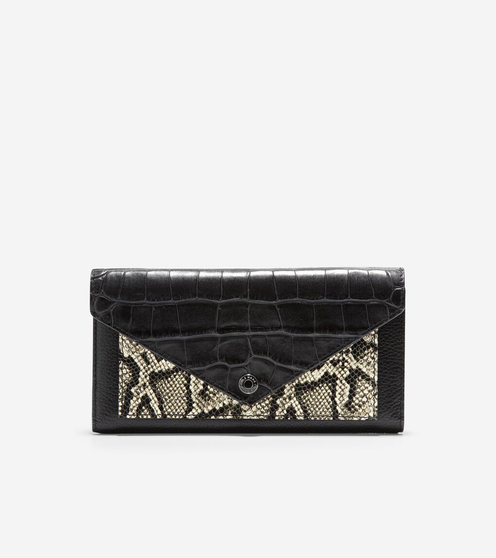 カラーブロック フラップ ウォレット womens.