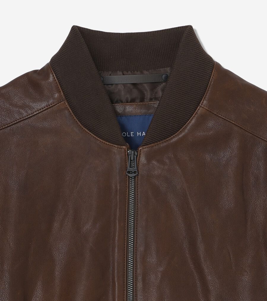 ボンバー ジャケット イン ビンテージ エフェクト レザー mens 180000