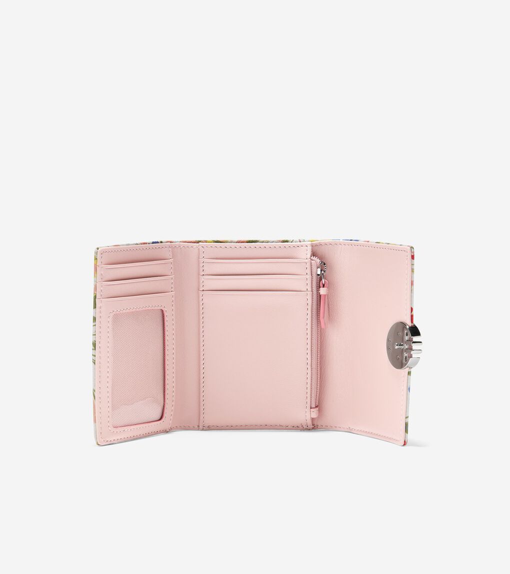 レザー スモール トライフォールド ウォレット womens.
