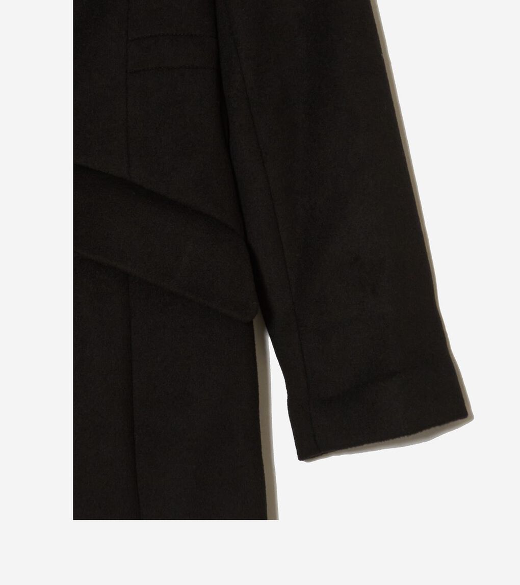 ジップアップアシンメトリカル コートW/ファーカラー womens.