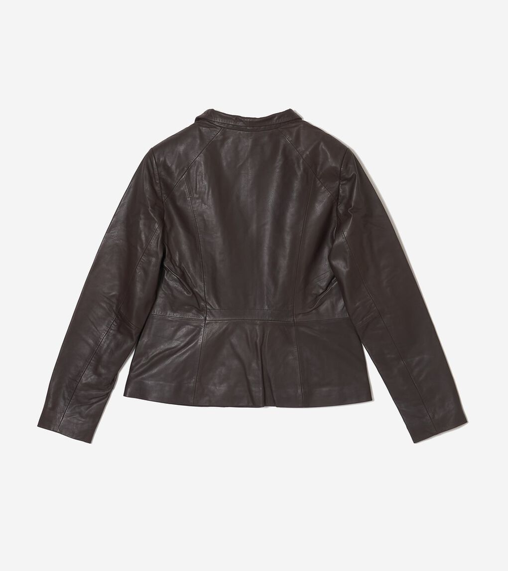 モウルデッドカラーアシンメトリックレザージャケット womens.