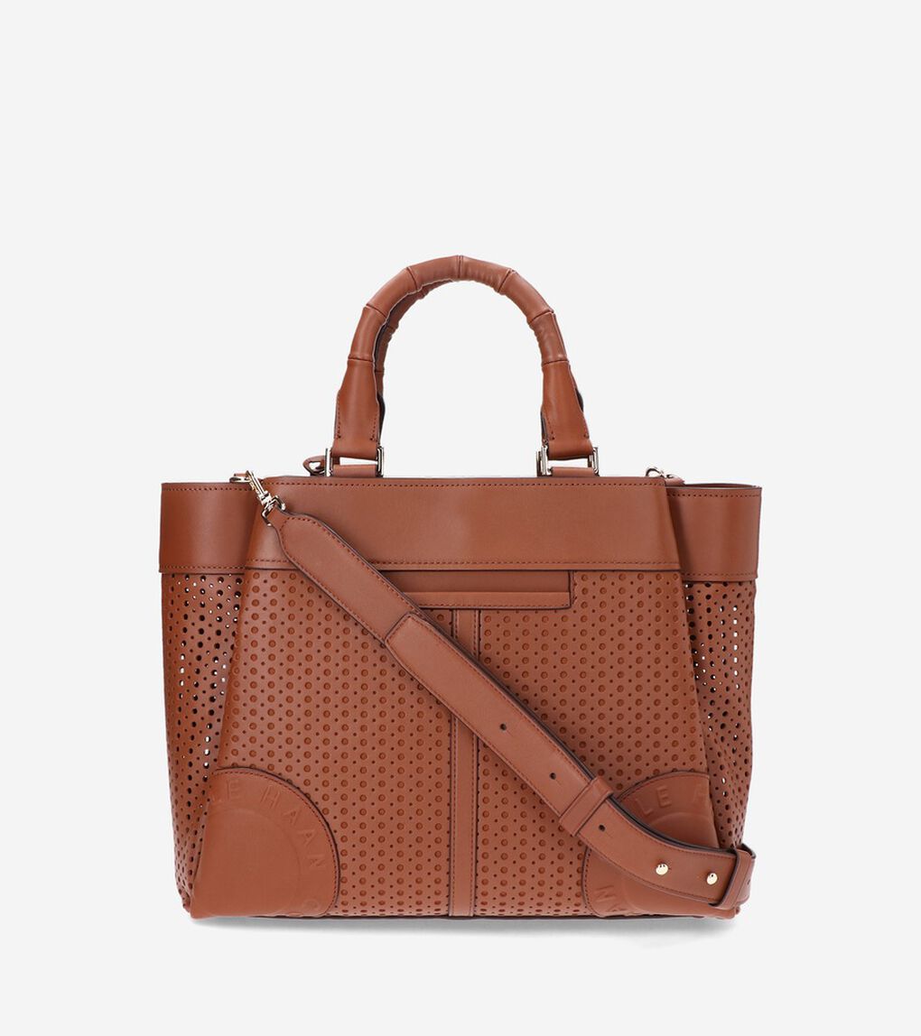 パーフォレーテッド レザー サッチェル womens.