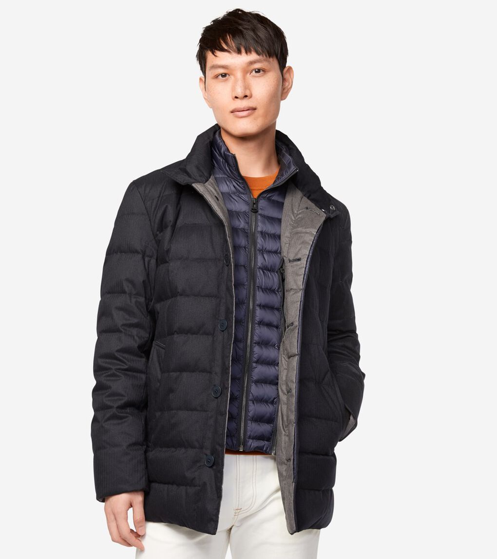 フランネル ダウン スタンド カラー コート mens.