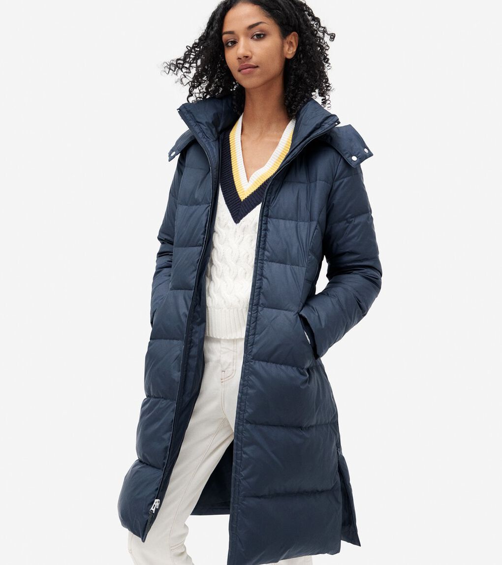 ロング キルテッド パッファー フード付き womens.