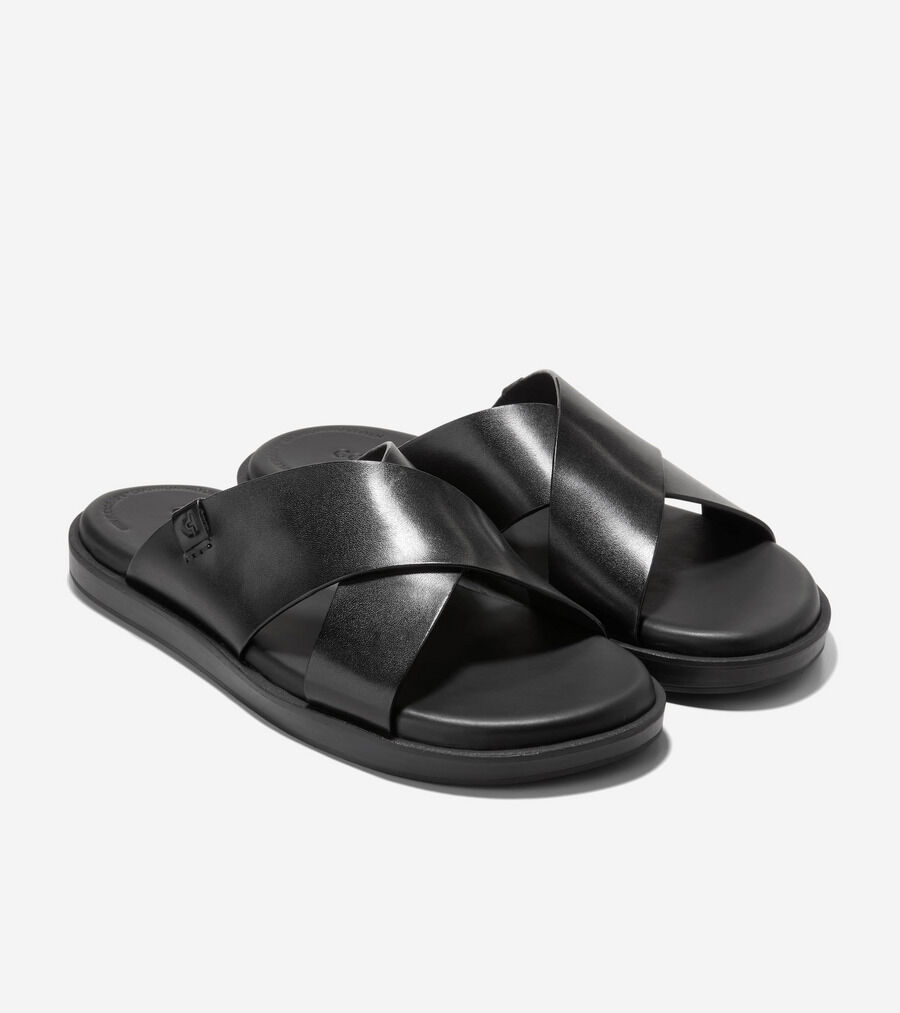 千羽鶴 (ブラック） グランド ネオクラシック クロスストラップ サンダル mens 22000