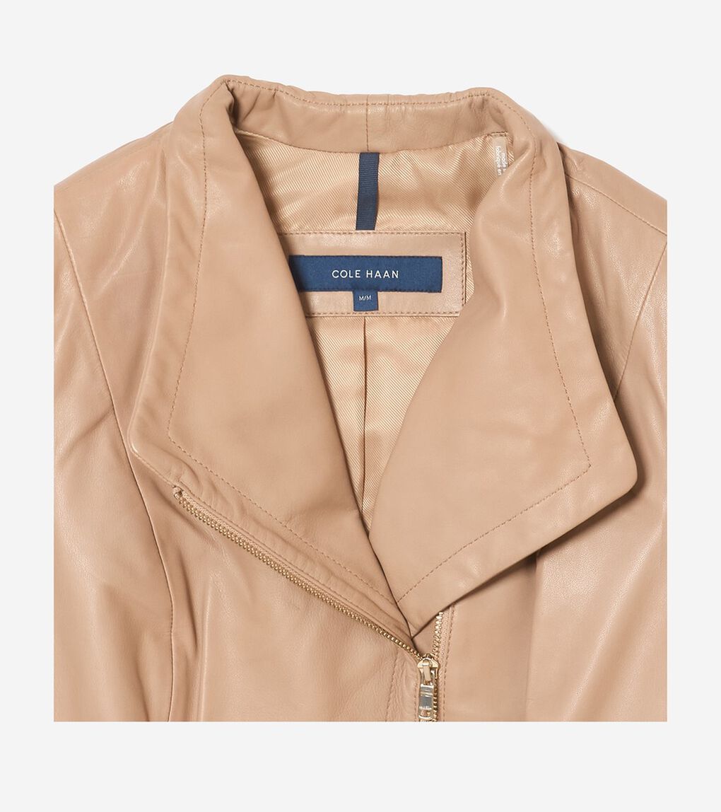 モウルデッドカラーアシンメトリックレザージャケット womens.