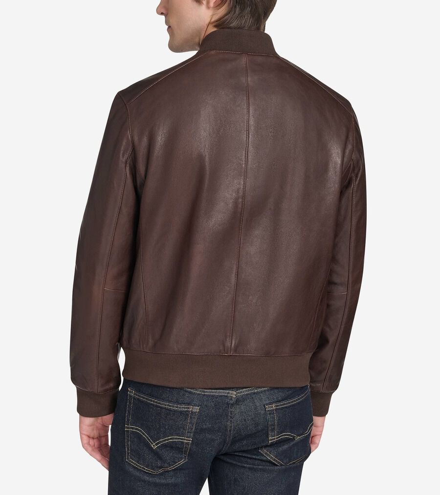 ボンバー ジャケット イン ビンテージ エフェクト レザー mens 180000