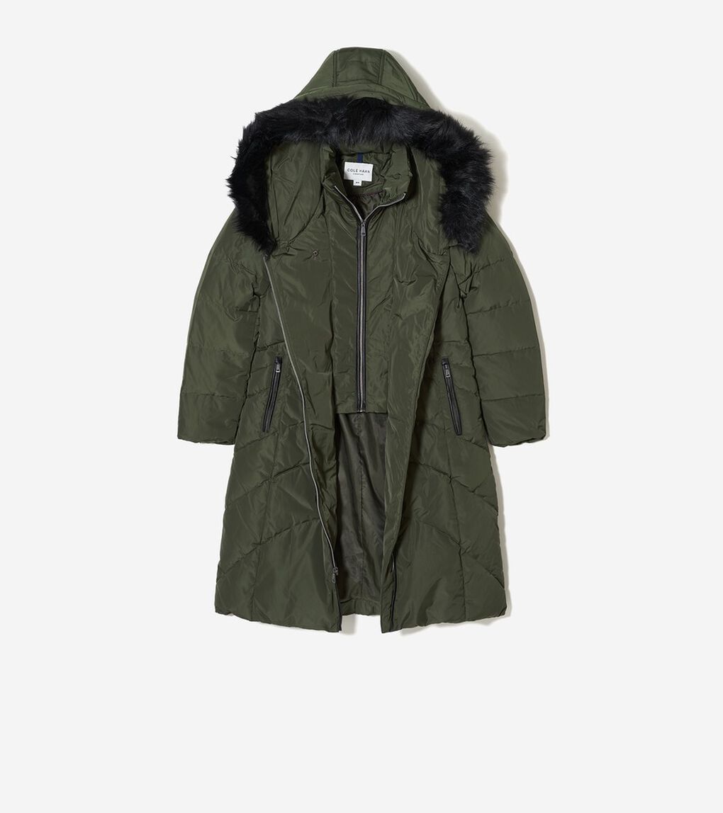 タフタ ダウン コート フード付き womens.