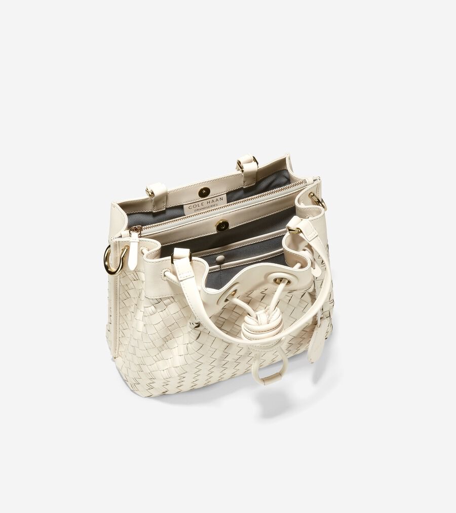 ウォーブン レザー スモール バケットバッグ womens. 23000