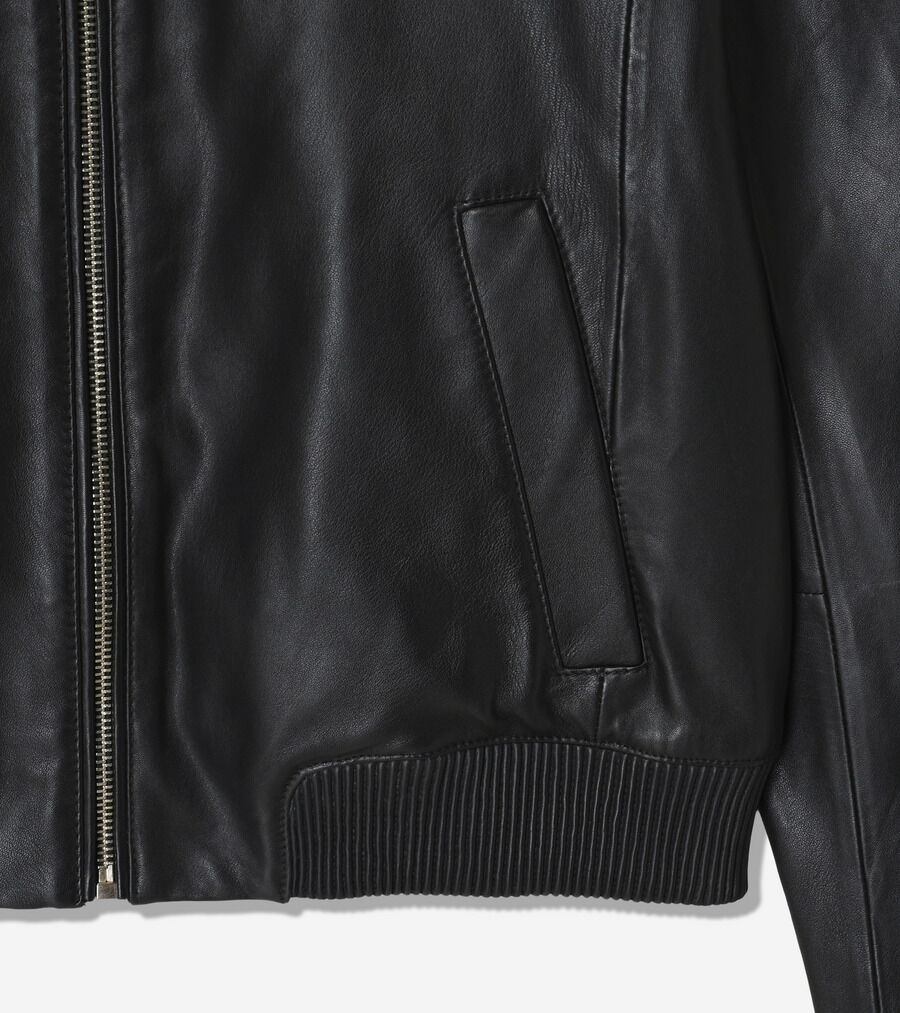 スムース レザー ボンバー ジャケット ウィズ チェストポケット womens