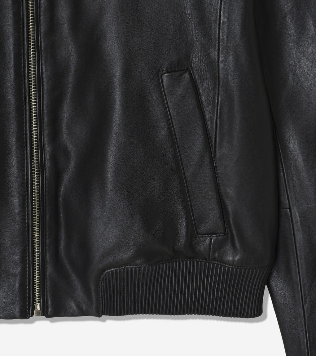 スムース レザー ボンバー ジャケット ウィズ チェストポケット womens.