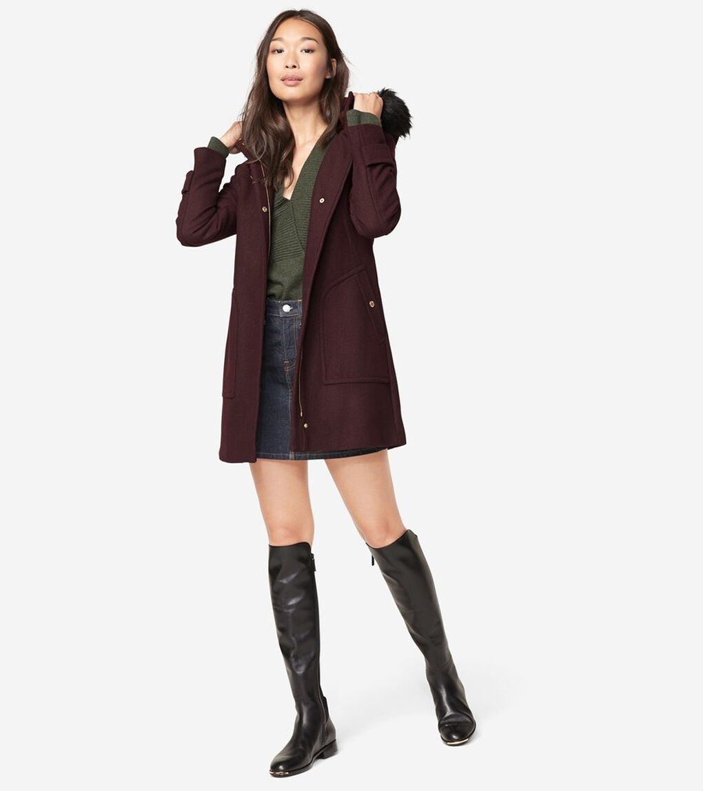 ウール ツイル フーテッド ダッフル コート womens.