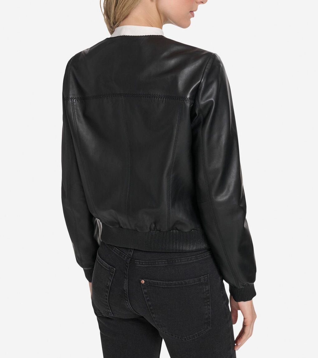 レザー ボンバー ジャケット womens