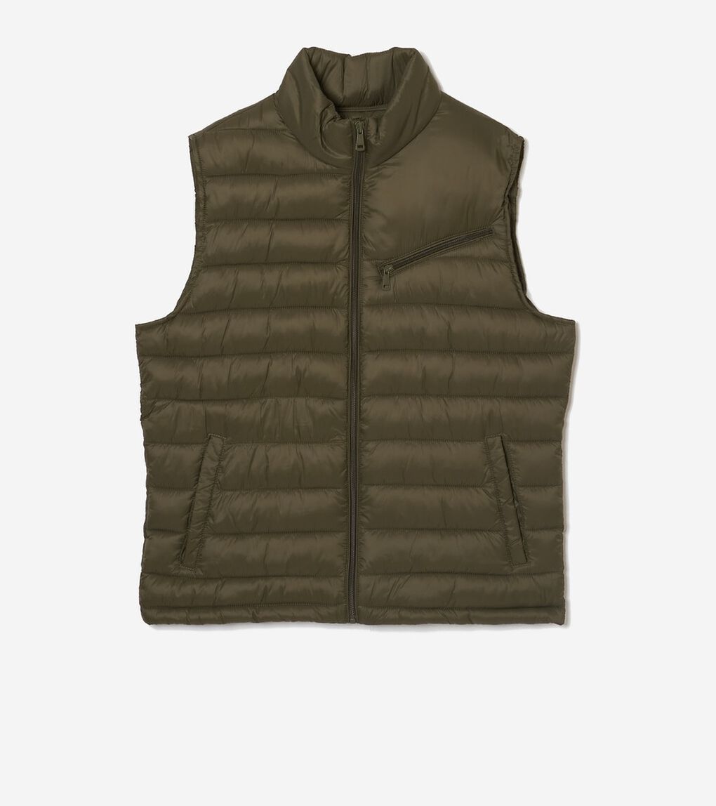 ジップフロントキルテッドベスト mens.