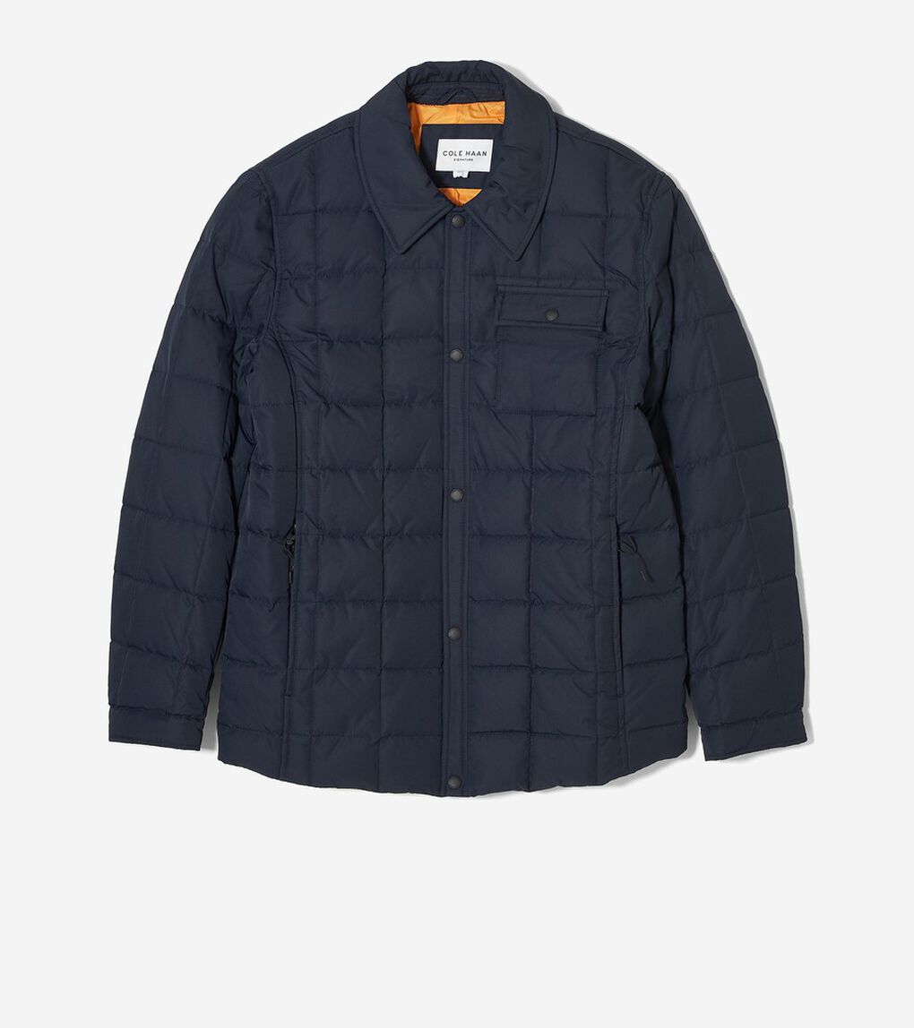 ボックス キルト ダウン シャツ ジャケット mens.