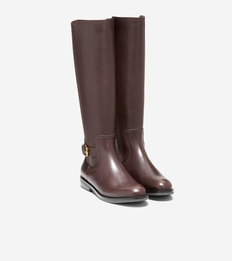 25.5 ダークブラウン レザー ライディングブーツ セレスティナ ライディング ブーツ womens. 20000 | COLE_HAAN