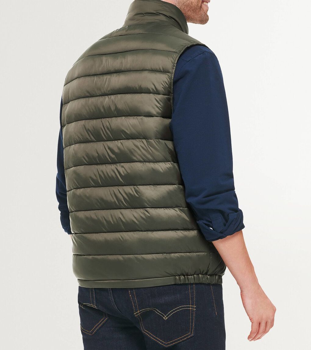 ジップフロントキルテッドベスト mens.