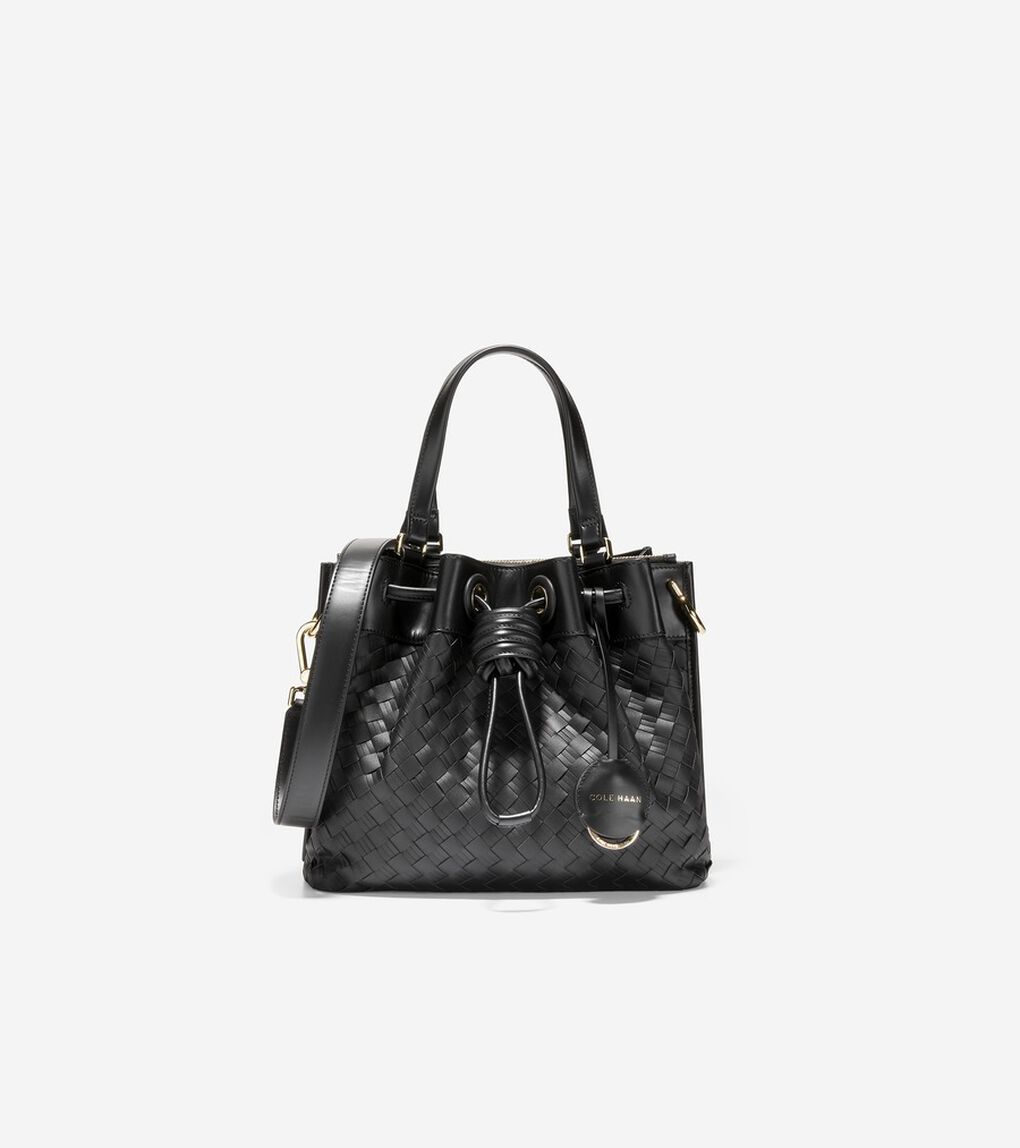 ウォーブン レザー スモール バケットバッグ womens.