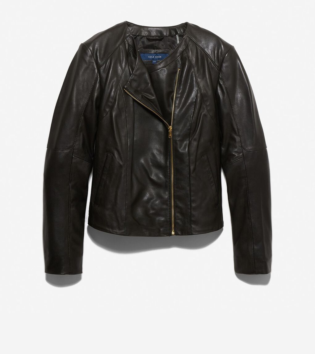 ジップ フロント レザー ジャケット womens.