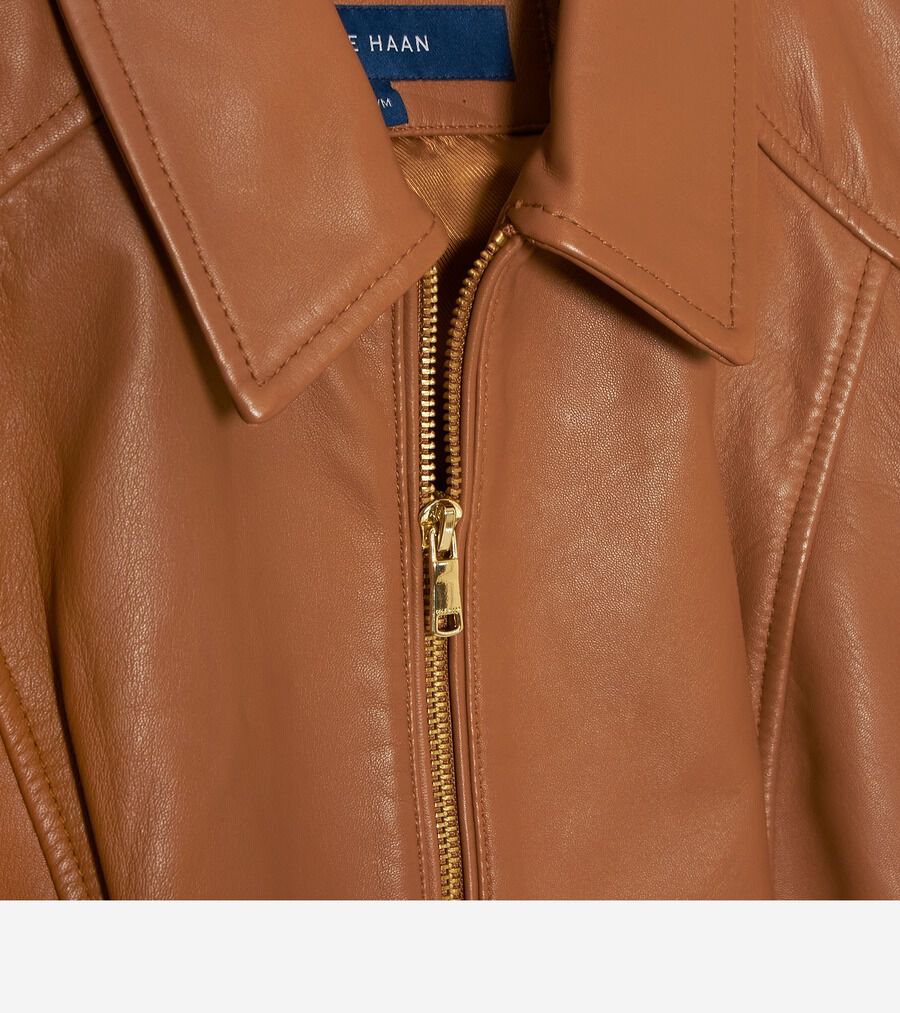 コールハーン　ライダースジャケットM ベージュ新品　革ジャケット Amazon | Cole Haan メンズスムースレザー襟付きジャケット カラー