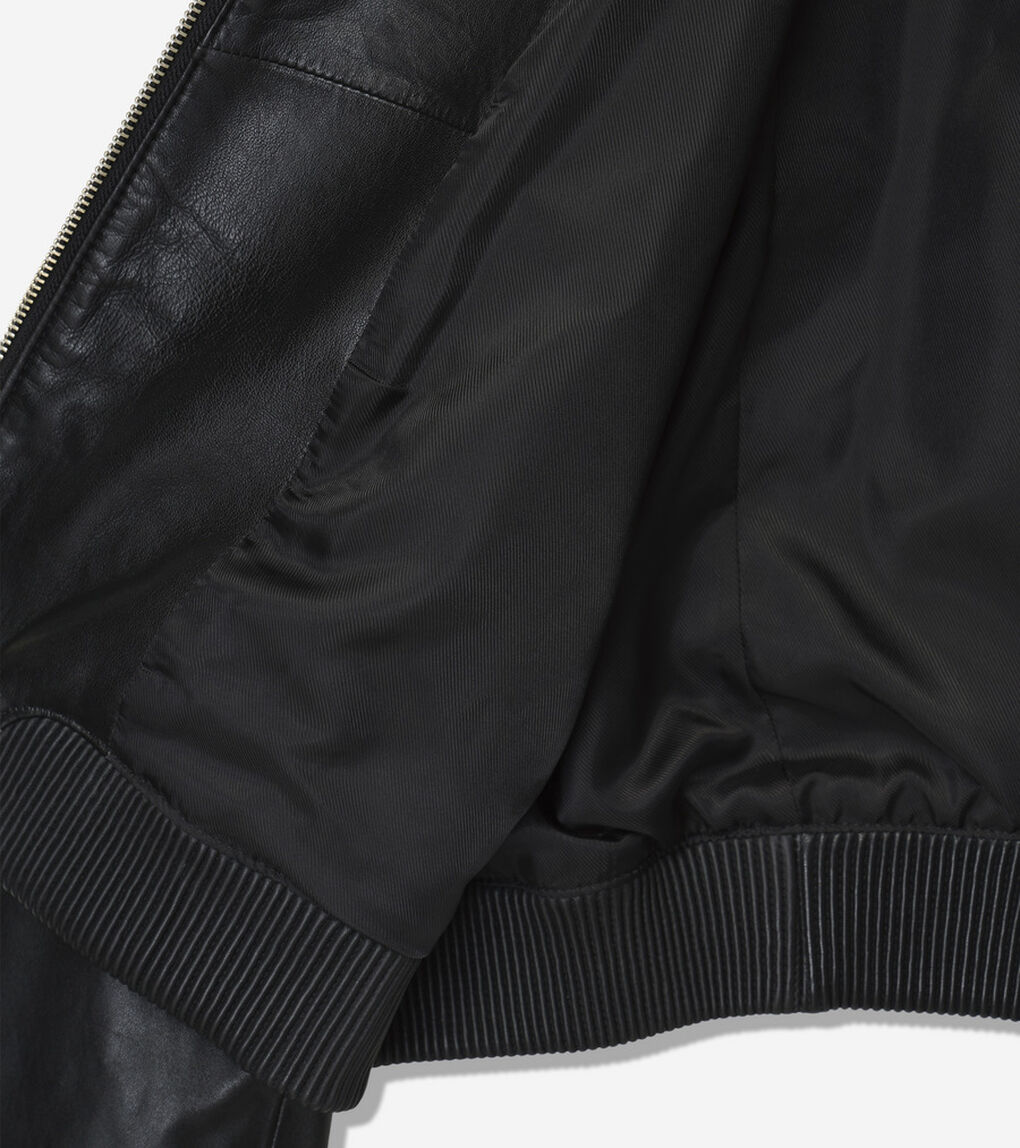スムース レザー ボンバー ジャケット ウィズ チェストポケット womens.