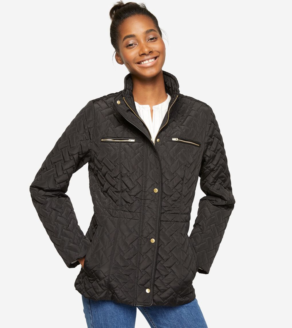 シグネチャー キルテッド ジップ フロント ジャケット womens.