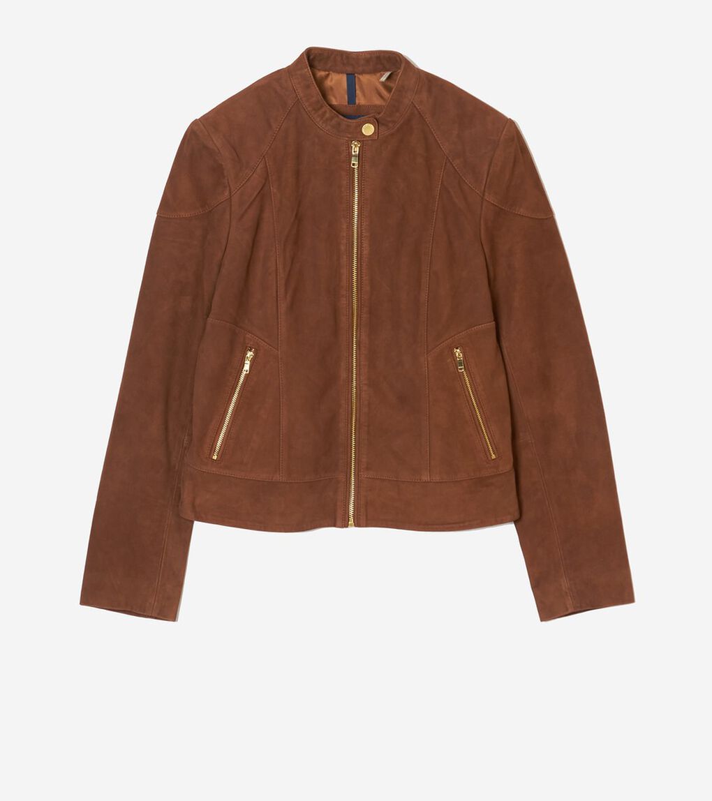 スウェードレザー モト ジャケット womens.